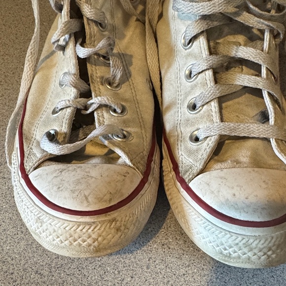 Converse High Tops in White with Red and Blue Accents - Picture 5 of 7